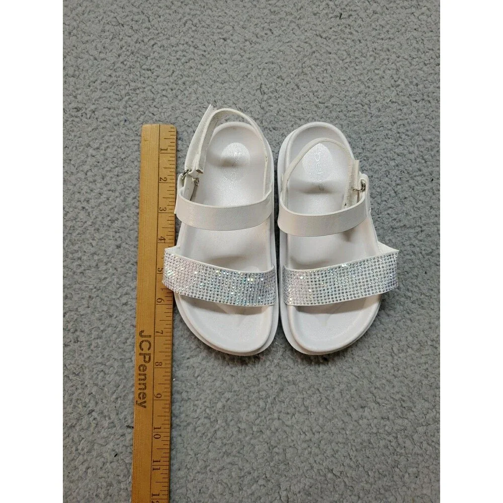 bebe Girls' Sandals - Cute and Sparkly White Girls' Summer Size 10